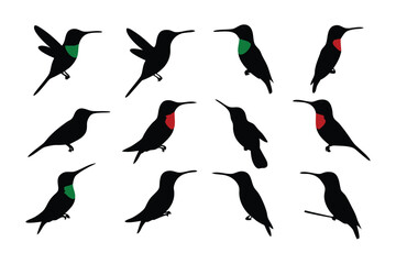 Hummingbird Silhouette Collection: A collection of elegant hummingbird silhouettes in dynamic poses, highlighting the graceful forms of these fascinating creatures, captured in stunning detail.