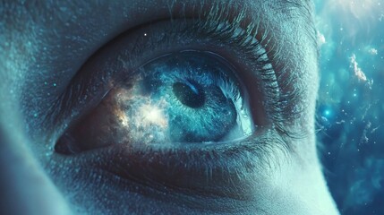 The movie poster with the theme of the connection between human origin and the universe should be grand, visually impactful, and reflect depth