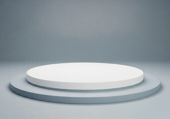 A minimalist white round platform serves as a clean, modern display stage for product presentation