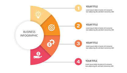 Four section infographic diagram for business presentation marketing
