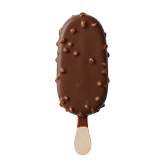 Fototapeta premium Oval chocolate ice cream bar with nuts isolated on a transparent background image