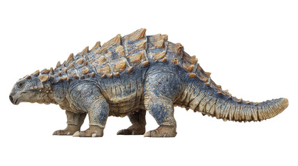 Fototapeta premium Detailed model of a dinosaur with spiked back, isolated on a white background.