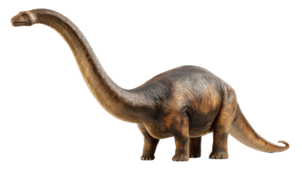 Dinosaur model, lifelike representation, isolated on white background, educational material for children and schools.