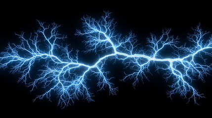 A striking image of blue lightning branches against a dark background, showcasing the power of nature and electricity.