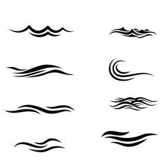 Naklejka premium Vector line icon set with simple doodle wave.