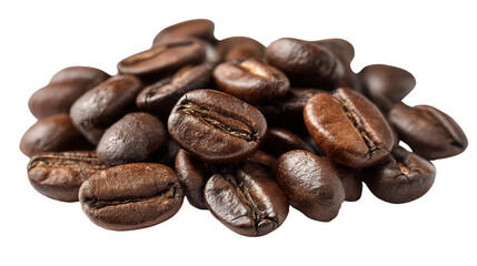 Fototapeta premium Fresh coffee beans, rich in flavor and aroma, isolated on a white background.