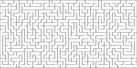 Rectangular maze 38x20 with depth-first search algorithm, black lines on white background