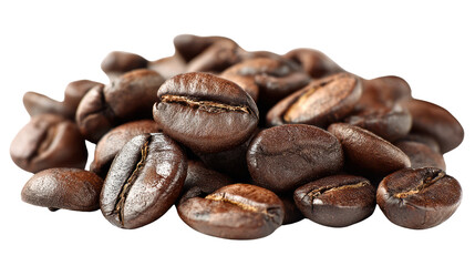 Obraz premium Freshly roasted coffee beans on white isolated background.