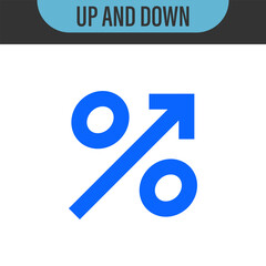 Percent with arrows up and down. Arrow with percentage icon. Increasing and reduction percentage. Growing and decline percent. Element for business, banking, credit, interest rate, finance sphere
