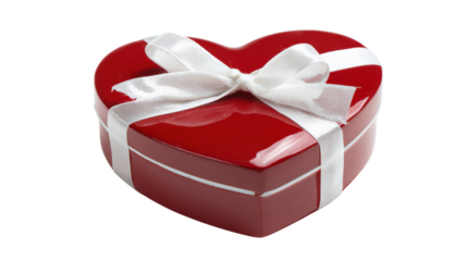 Heart-shaped gift box with a white ribbon, perfect for expressing love and affection.