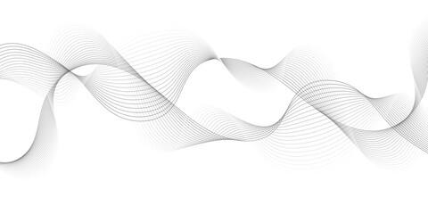White wave curve lines banner background design. Abstract soft wave lines dynamic flowing gray light isolated background. Vector Illustration of the gray pattern of lines. Black stripes on white