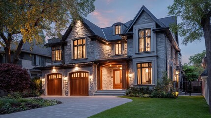 Ultra quality image of custom built luxury house in the suburbs of Toronto, Canada.