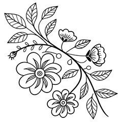 abstract floral background coloring page vector illustration line art