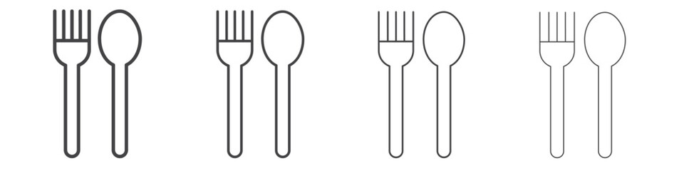 Spoon and Fork icon concept outline symbol design.