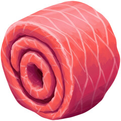 Obraz premium Close-up of a vibrant sushi roll showcasing fresh fish with intricate details and textures