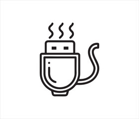 Creative Hot USB Icon Vector Illustration Represents Charging and Data Transfer With a Conceptual Twist Perfect for Tech Designs