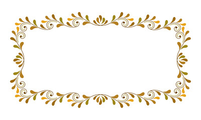 Elegant Autumn Floral Frame with Swirls and Leaves
