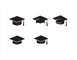 Graduation caps vector graphic illustration representing academic achievement and educational success celebration of higher learning with multiple mortarboards