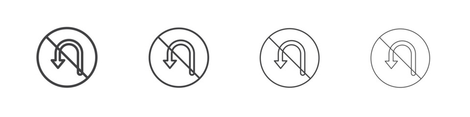 No u turn road signs concept outline symbol design.