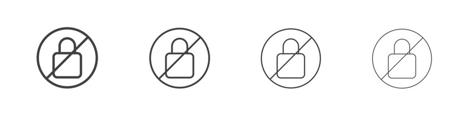 No lock signs concept outline symbol design.