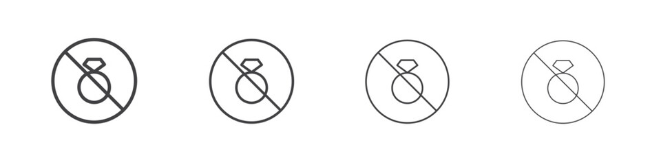 No jewelry signs concept outline symbol design.