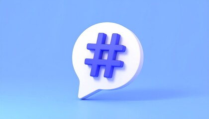 Obraz premium White speech bubble icon with symbol on blue background