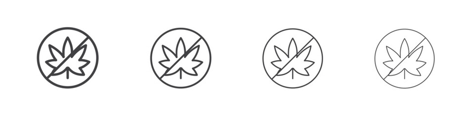 No Marijuana signs concept outline symbol design.