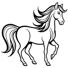 Elegant horse silhouette with flowing mane graceful equine design isolated on white background isolated on transparent background