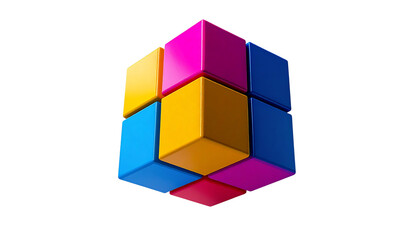 Obraz premium 3d rubix cube suspended in air giving rotational sight isolated on transparent background