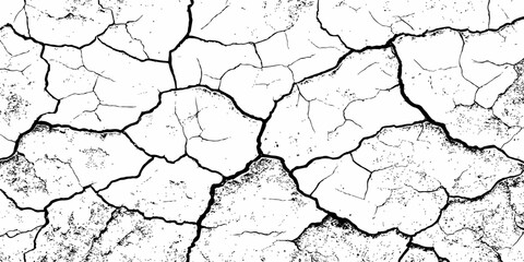 Black and white texture of cracked and abstract grunge texture effect old concrete faded wall dry surface patterns background