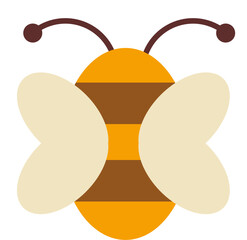Flat Cute Bee Vector Icon – Simple Cartoon Honey Bee Illustration