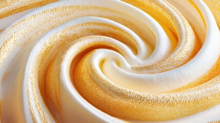 Elegant white and caramel swirled cream texture closeup macro