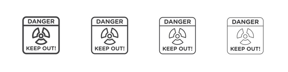 Danger high radiation area keep out signs concept outline symbol design.