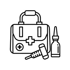 Medical first aid kit with syringe and dropper bottle isolated on white background isolated on transparent background