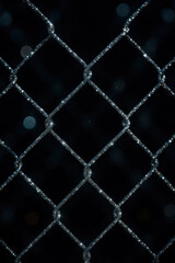 Fototapeta premium Sparkling Wire Fence against Black Background