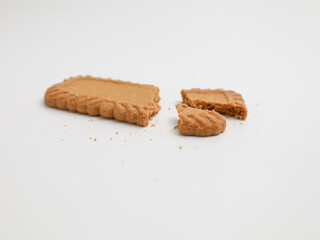 Chocolate biscuits on white background