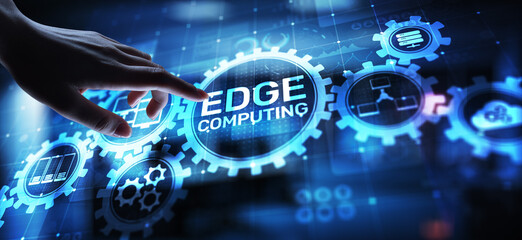 Edge computing modern IT technology on virtual screen concept.
