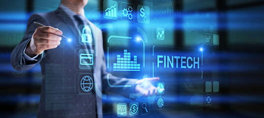 Fintech Financial technology digital money online banking business finance concept.