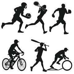 Dynamic silhouette vector set showcasing diverse figures in various poses and activities ideal for graphic design projects and conceptual illustrations
