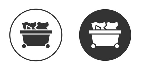 Trolley with coal icon silhouette symbol. Vector isolated illustration