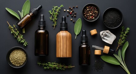 Natural herbal remedies and essential oils for holistic wellness and skincare
