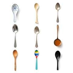 Professional kitchen utensil set including spoons ladles and serving tools with ergonomic handles for culinary use