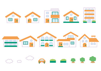 Illustrations of various shaped houses_no lines
