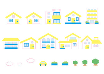 Illustrations of various shaped houses_no lines