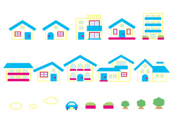 Illustrations of various shaped houses_no lines