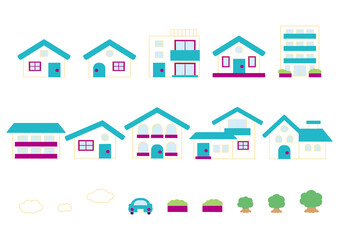 Illustrations of various shaped houses_no lines