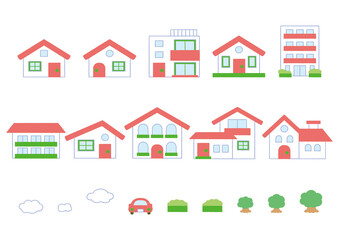 Illustrations of various shaped houses_no lines