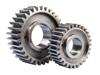 two big iron gears  isolated on white background. PNG.AI Generated.