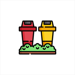 trash can and garbage