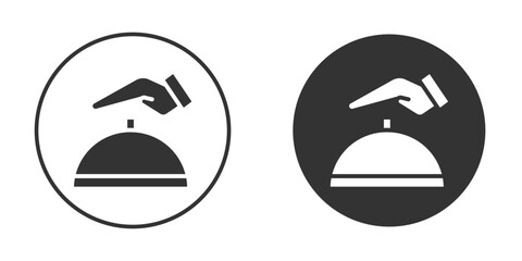 Hand touching service bell icon silhouette symbol. Vector isolated illustration